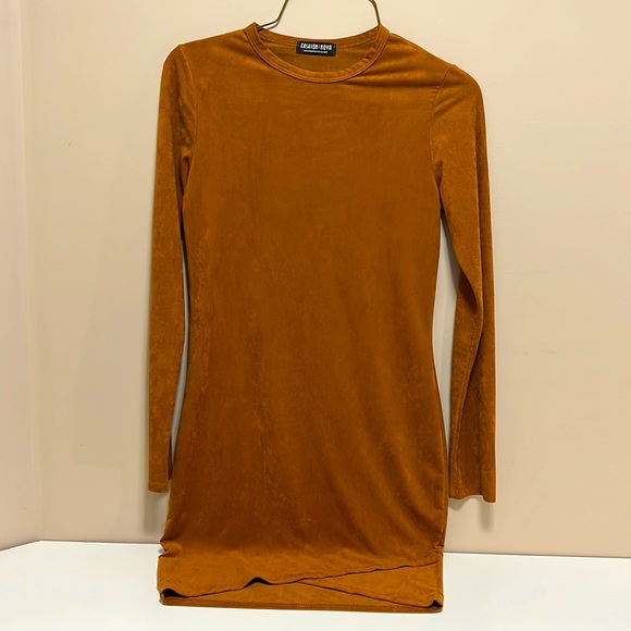 FASHION NOVA TAN SUEDE DRESS - Picture 3 of 4